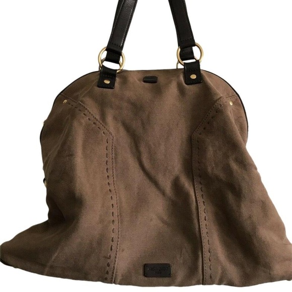 Saint Laurent Handbags - YSL Yves Saint Laurent Brown Linen Canvas